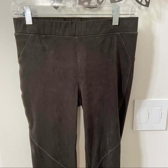 DAVID LERNER Bergen Seamed Faux Suede High Rise Leggings In Hunter 2 - Picture 6 of 14